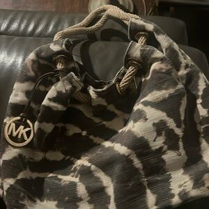 Michael Kors Marina Canvas Tote Brown/ Tan  Tie-Dye Shoulder Bag